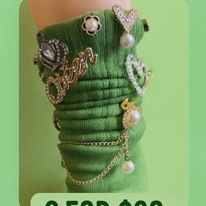 Green Arm Warmer with Pearl and Rhinestone Accents